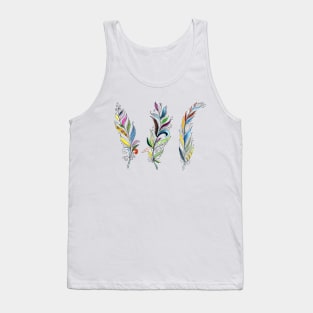 Hand Drawn Feather Colorful Tank Top